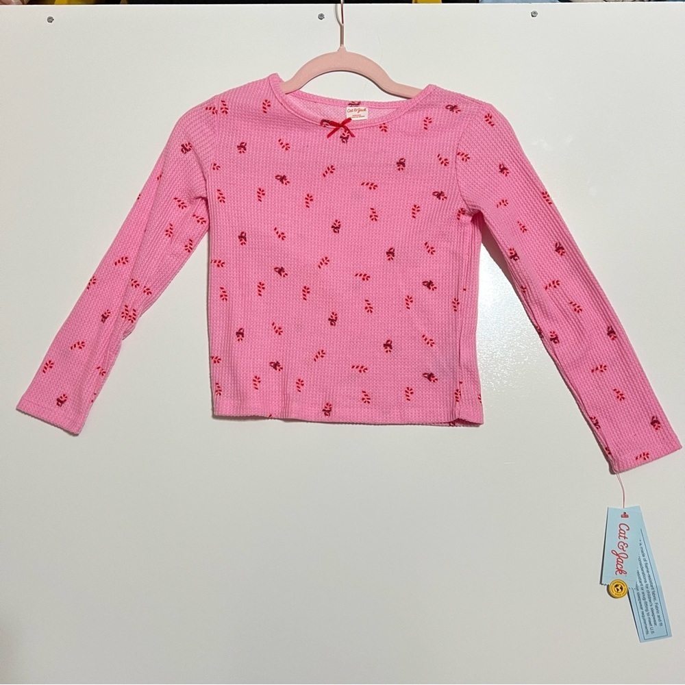 ❤️3/$15 NWT Cat & Jack Pink Long Sleeve Pajama Top - Size M